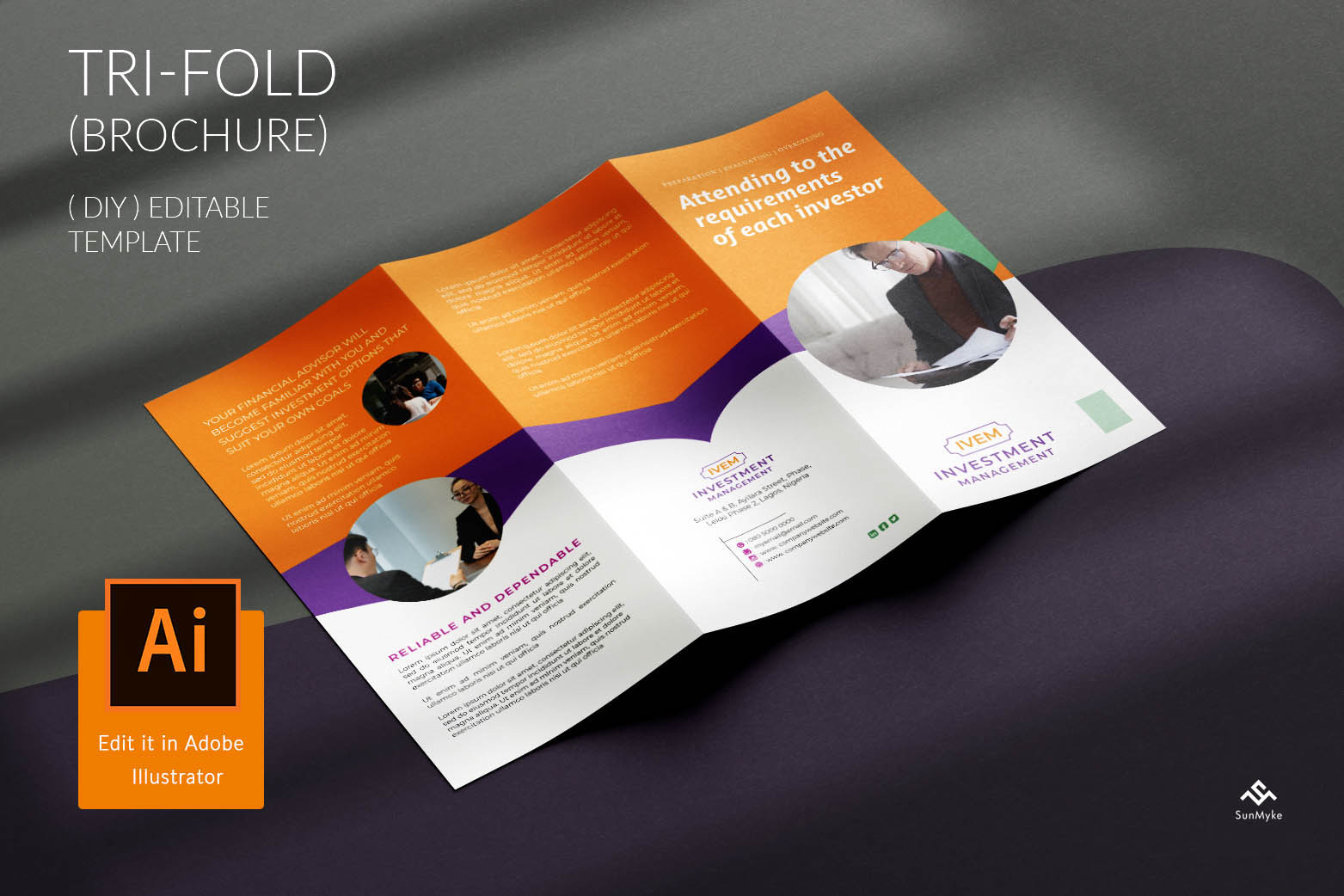 IVM Business Trifold Brochure Template Adobe Illustrator SunMyke